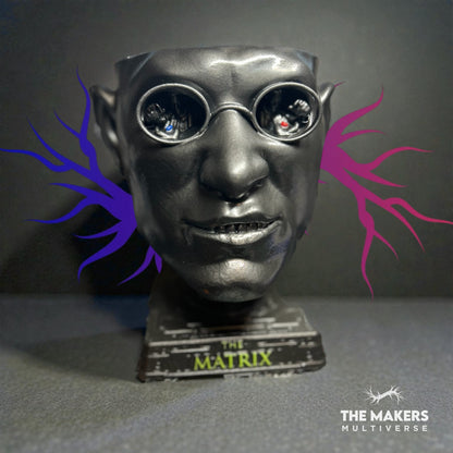 Morpheus Head Sculpture – Neo Reflection with Red & Blue Pill
