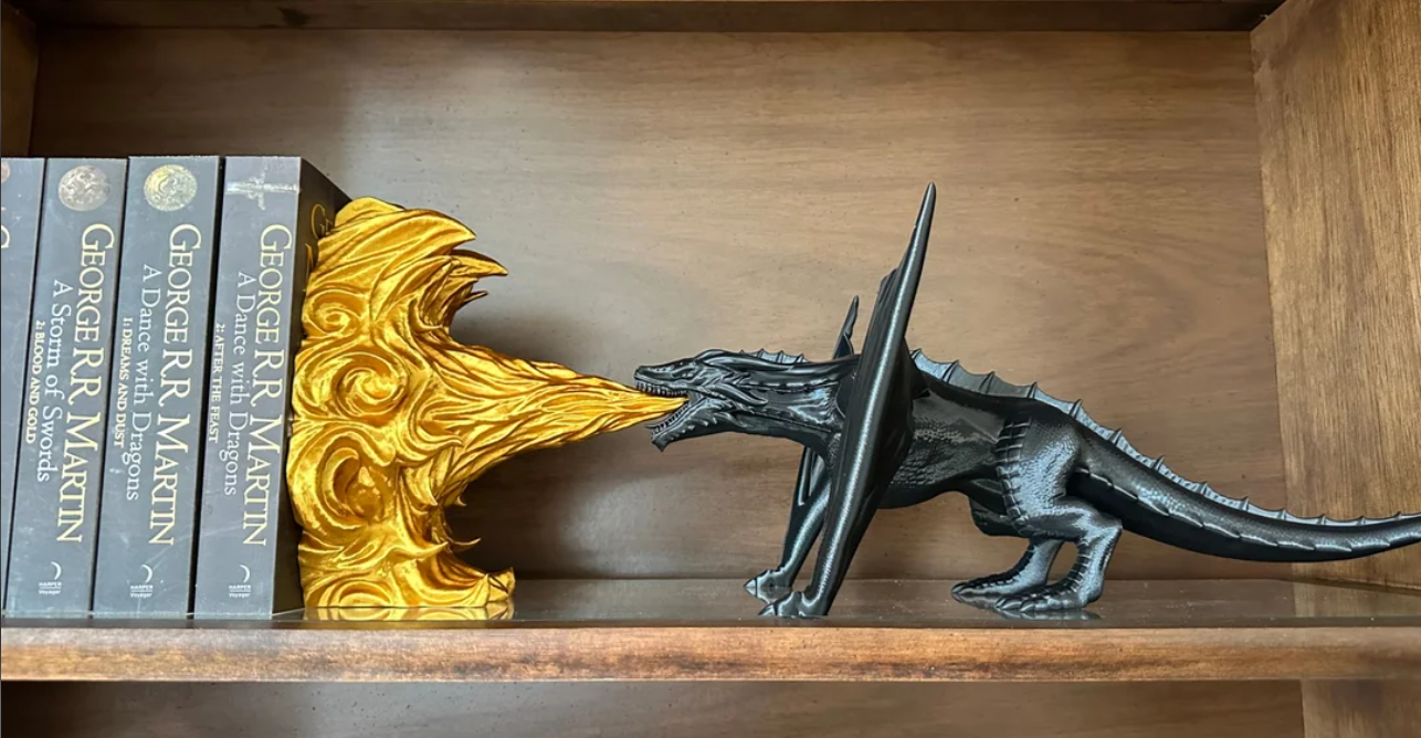 Dragon's Breath Bookend — 3D Printed (Game of Thrones-Inspired)