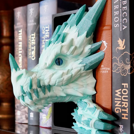 Crystal Dragon Emerging Book Nook — Head & Tail — 3D Printed Fantasy Scene