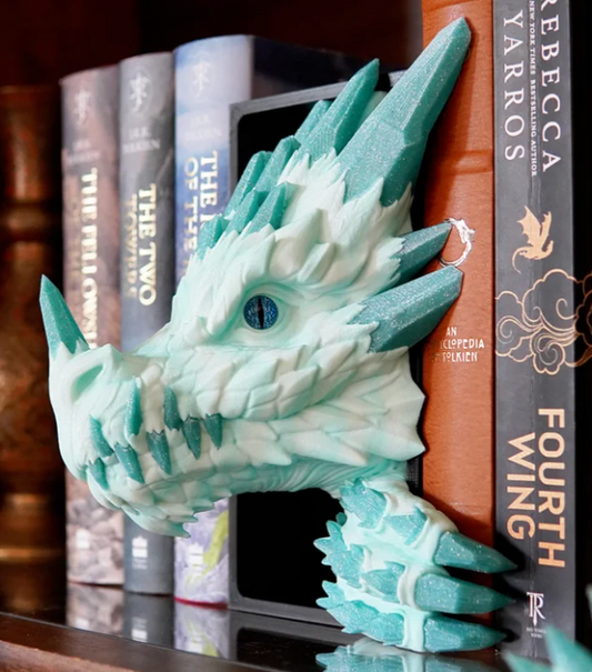 Crystal Dragon Emerging Book Nook — Head & Tail — 3D Printed Fantasy Scene