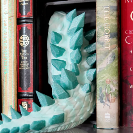 Crystal Dragon Emerging Book Nook — Head & Tail — 3D Printed Fantasy Scene