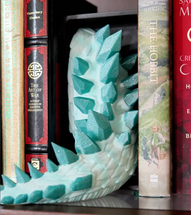 Crystal Dragon Emerging Book Nook — Head & Tail — 3D Printed Fantasy Scene