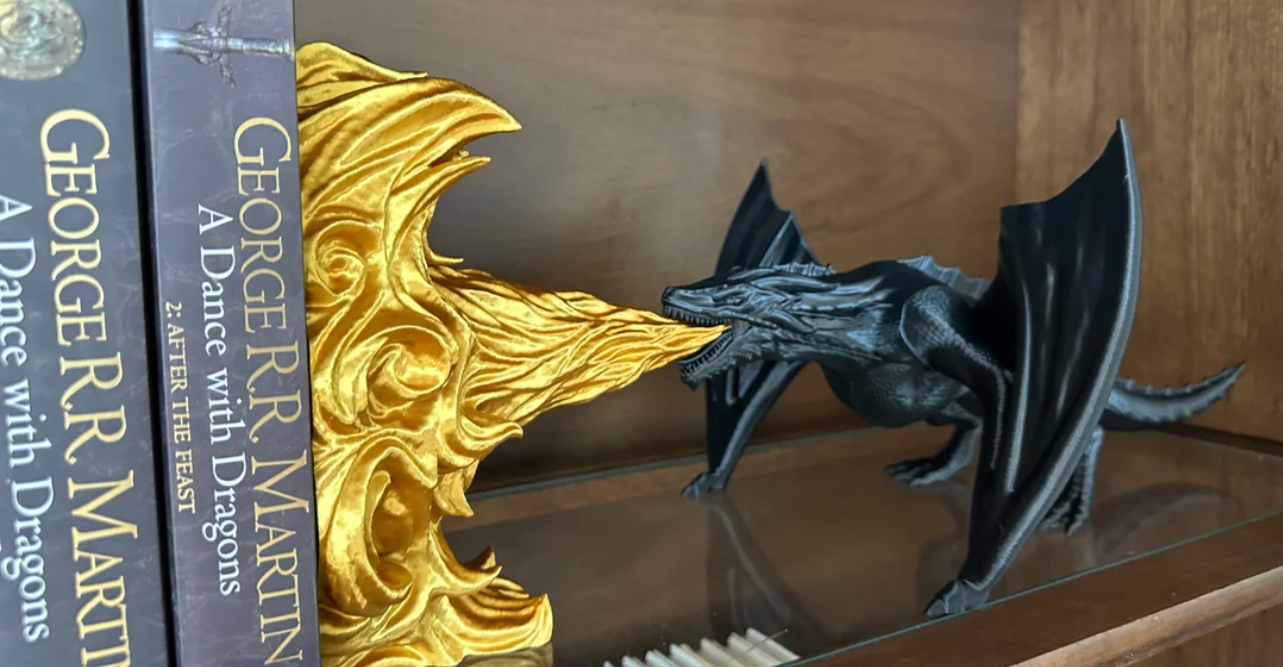 Dragon's Breath Bookend — 3D Printed (Game of Thrones-Inspired)