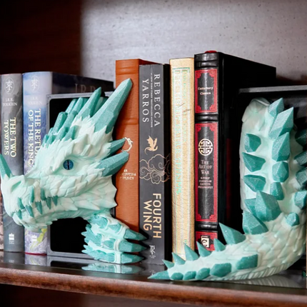Crystal Dragon Emerging Book Nook — Head & Tail — 3D Printed Fantasy Scene