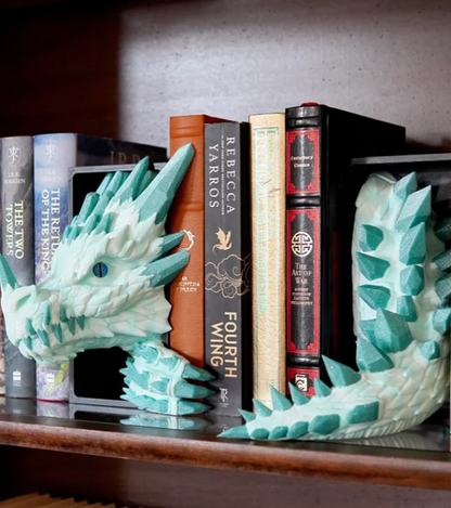 Crystal Dragon Emerging Book Nook — Head & Tail — 3D Printed Fantasy Scene