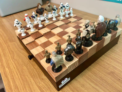 Star Wars Republic vs. CIS Chess Set – Handmade Wooden Board & 3D Printed, Hand-Painted Pieces