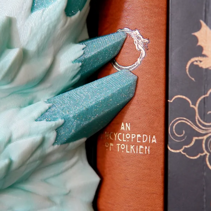 Crystal Dragon Emerging Book Nook — Head & Tail — 3D Printed Fantasy Scene