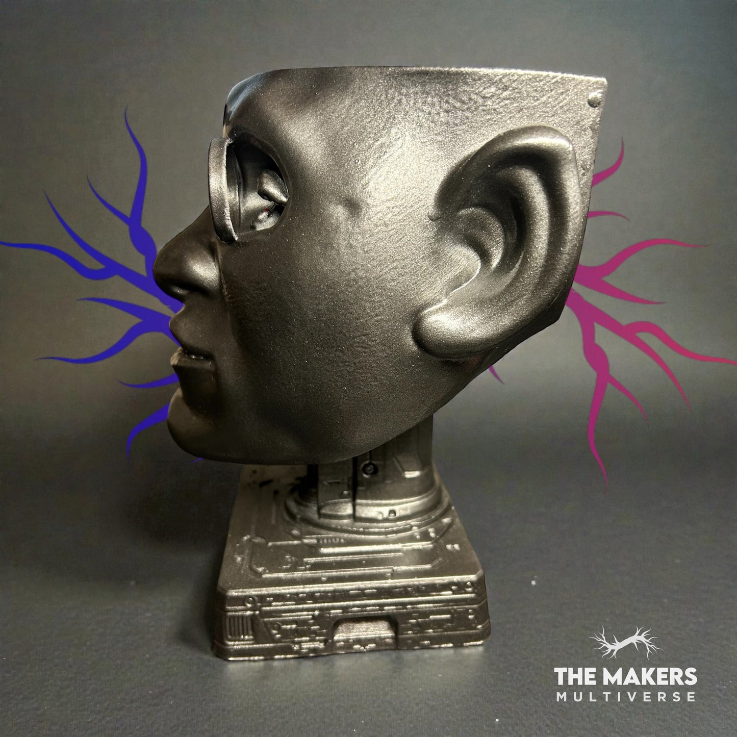 Morpheus Head Sculpture – Neo Reflection with Red & Blue Pill