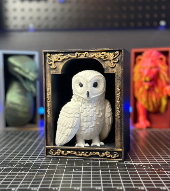 Snowy Owl Perch — 3D Printed Book Nook (Hedwig-Inspired)