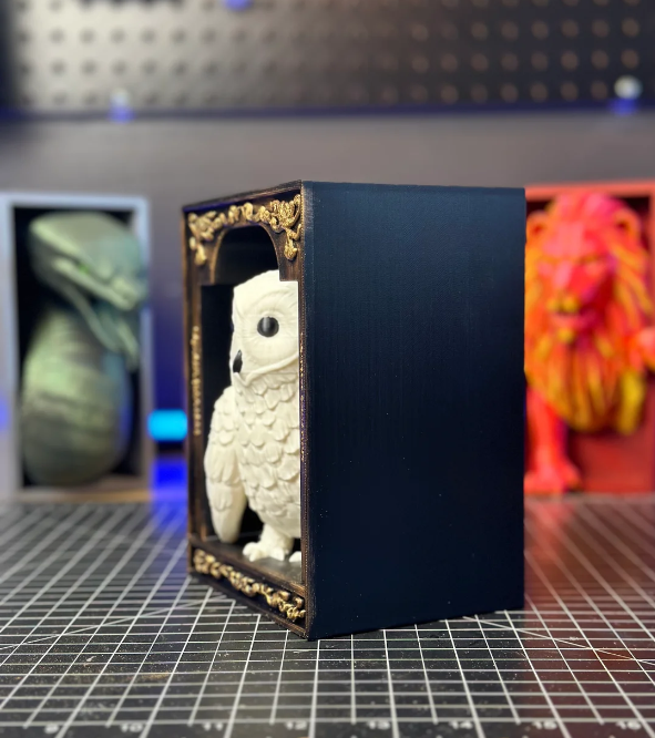 Snowy Owl Perch — 3D Printed Book Nook (Hedwig-Inspired)