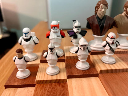 Star Wars Republic vs. CIS Chess Set – Handmade Wooden Board & 3D Printed, Hand-Painted Pieces