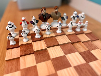 Star Wars Republic vs. CIS Chess Set – Handmade Wooden Board & 3D Printed, Hand-Painted Pieces